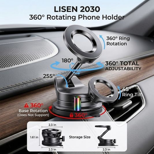 Darorentacosh Magnetic Car Phone Mount: Universal Dashboard Holder with 360° Rotation, Supports Horizontal & Vertical Viewing