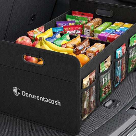 Darorentacosh Premium Collapsible Trunk Organizer: Reinforced Car Cargo Storage Solution | Heavy Duty & Space Saving for SUV, Sedan, and Truck
