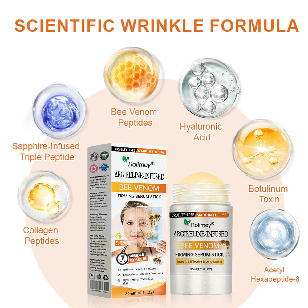 💫Made and Shipped from US Rolimey® Argireline-infused Bee Venom Firming Serum Stick(⏳LAST DAY 70% OFF)✨