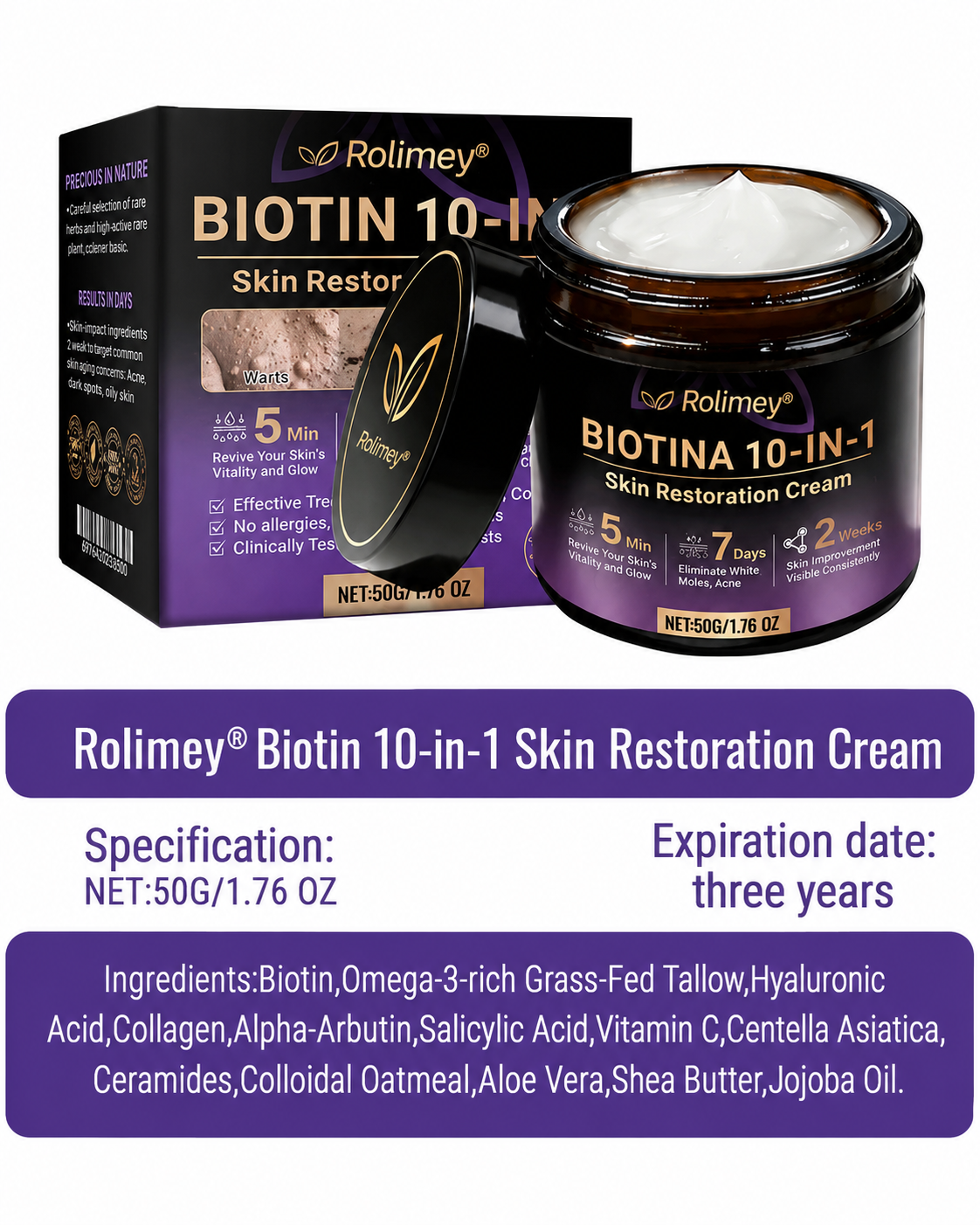 Product shipped from the USA ✨ Rolimey® 𝘽𝙞𝙤𝒕𝒊𝒏 10--𝘪𝘯-1 𝘚𝘬𝘪𝘯 𝘙𝘦𝘴𝘵𝘰𝘳𝘢𝘵𝘪𝑜𝑛 𝐶𝑟𝑒𝑎𝑚 🍀