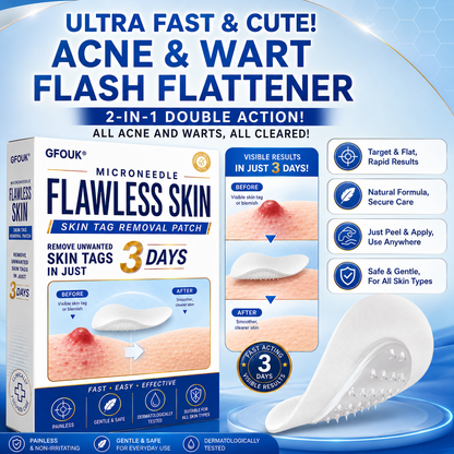 🆕GFOUK® 2026 Newly Upgraded 2-in-1 Microneedle Hydrocolloid Patches | Removes Raised Moles, Acne, Flat Warts, and Skin Tags | Improves Wrinkles, Scars, and Blemishes | Invisible Acne Patches for Face & Body
