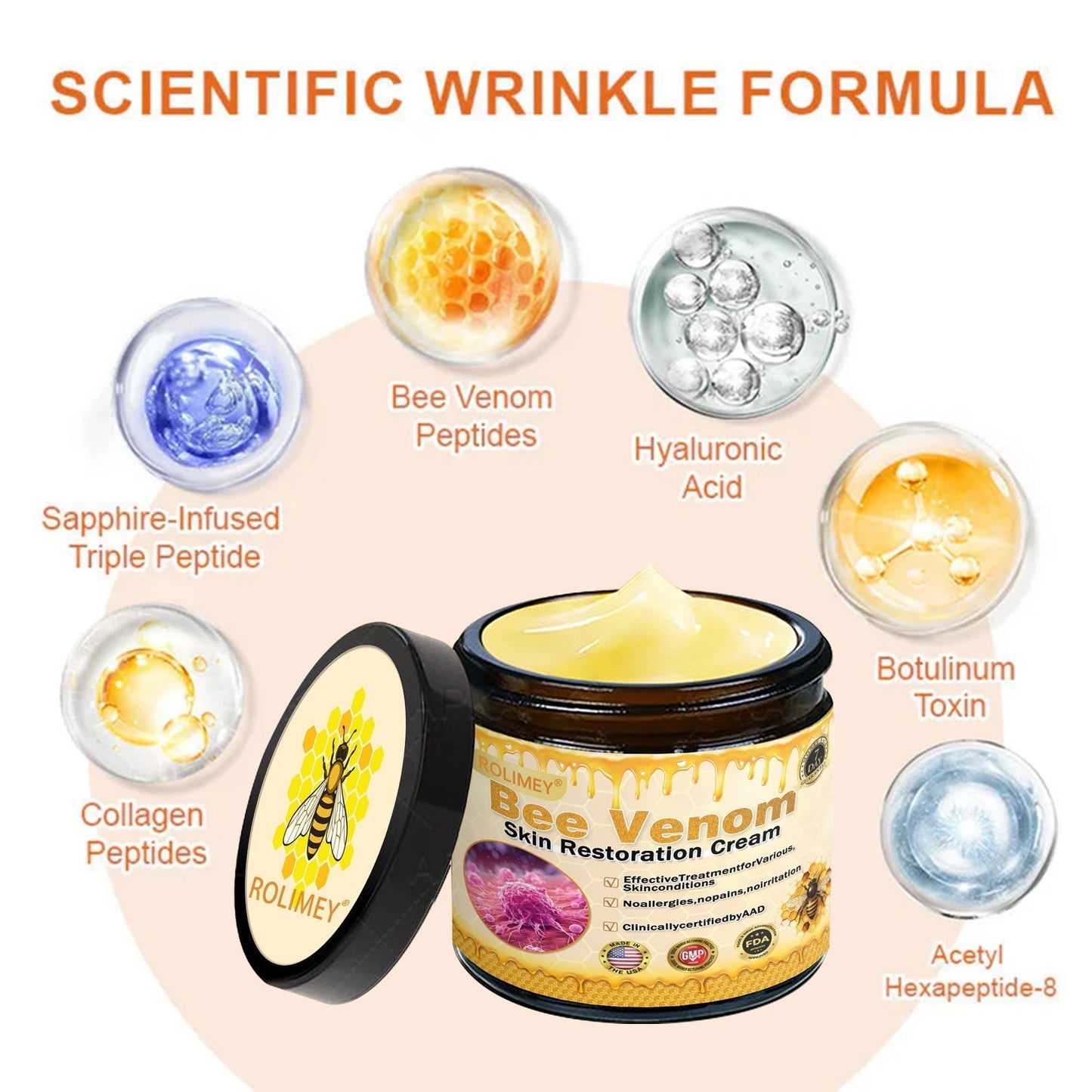 🌟💎 Rolimey® Bee venom Pro Comprehensive Cream —Tightening for Skin Types 🔥
