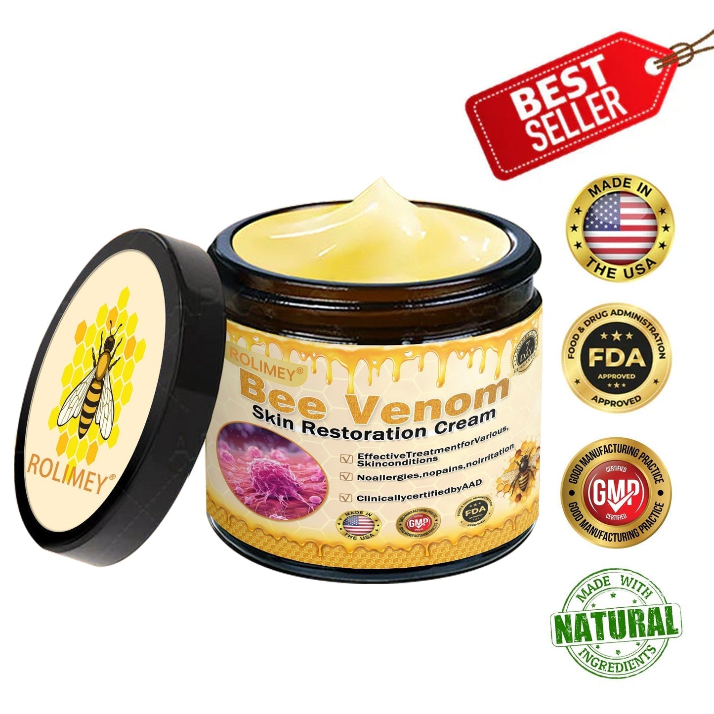 🌟💎 Rolimey® Bee venom Pro Comprehensive Cream —Tightening for Skin Types 🔥