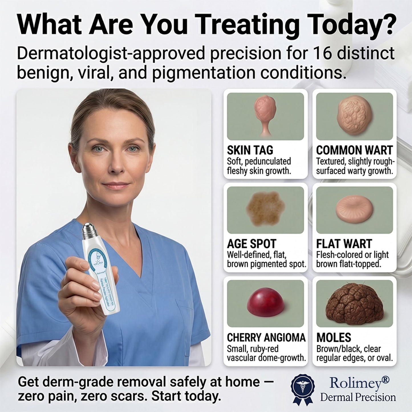💕Official Brand Shop | Rolimey® 7-Day Roll-On for Skin Spots and Skin Tags – Pain-Free & Scar-Free