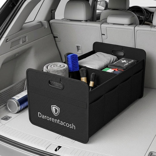 Darorentacosh Premium Collapsible Trunk Organizer: Reinforced Car Cargo Storage Solution | Heavy Duty & Space Saving for SUV, Sedan, and Truck
