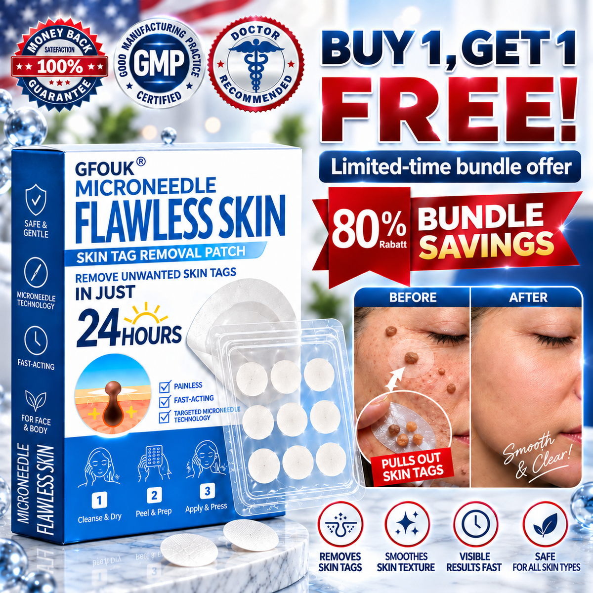 💫 𝐎𝐟𝐟𝐢𝐜𝐢𝐚𝐥 𝐒𝐭𝐨𝐫𝐞 | 🌿GFOUK®  𝐁𝐨𝐭𝐚𝐧𝐢𝐜𝐚𝐥 𝐌𝐢𝐜𝐫𝐨𝐧𝐞𝐞𝐝𝐥𝐞 𝐇𝐲𝐝𝐫𝐨𝐜𝐨𝐥𝐥𝐨𝐢𝐝 𝐏𝐚𝐭𝐜𝐡 (𝐅𝐨𝐫 𝐒𝐤𝐢𝐧 𝐓𝐚𝐠𝐬, 𝐒𝐦𝐚𝐥𝐥 𝐒𝐤𝐢𝐧 𝐆𝐫𝐨𝐰𝐭𝐡𝐬, 𝐖𝐚𝐫𝐭𝐬, 𝐌𝐨𝐥𝐞𝐬, 𝐀𝐠𝐞 𝐒𝐩𝐨𝐭𝐬 & 𝐏𝐢𝐠𝐦𝐞𝐧𝐭𝐚𝐭𝐢𝐨𝐧 𝐂𝐨𝐧𝐜𝐞𝐫𝐧𝐬)